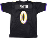 BALTIMORE RAVENS ROQUAN SMITH AUTOGRAPHED BLACK JERSEY BECKETT WITNESS 230051