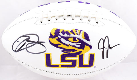 Justin Jefferson Odell Beckham Autographed LSU Logo Football-Beckett W Hologram