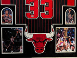 SUEDE FRAMED CHICAGO BULLS SCOTTIE PIPPEN AUTOGRAPHED JERSEY FANATICS HOLO