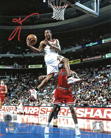 Allen Iverson Autographed Philadelphia 76ers 8x10 Photo Beckett Witnessed White