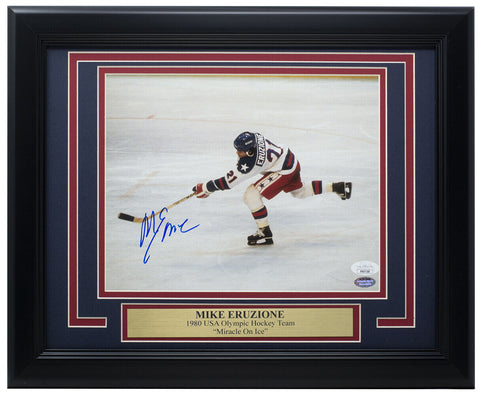 Mike Eruzione Signed Framed 8x10 1980 USA Hockey Photo JSA