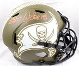 Warren Sapp Signed Buccaneers F/S Salute to Service Speed Helmet w/2 insc.- BAW