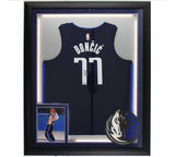 Luka Doncic Signed Dallas Mavericks LED Framed Nike Swingman Navy Blue NBA Jerse