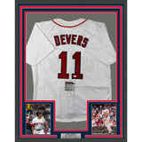 Framed Autographed/Signed Rafael Devers 33x42 Boston White Jersey JSA COA