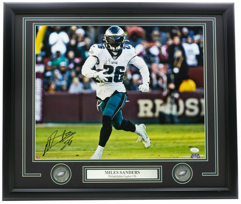 Miles Sanders Signed Framed Philadelphia Eagles 16x20 Photo JSA ITP