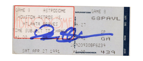 Deion Sanders Signed Atlanta Braves 4/27/1991 @ Astros Ticket BAS 37245