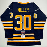 Autographed/Signed Ryan Miller Buffalo Blue Hockey Jersey JSA COA