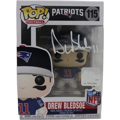 Drew Bledsoe Autographed New England Patriots Funko Pop! 115 Beckett 46749