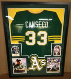 Jose Canseco Signed Oakland Athletics 35" x 42" Custom Framed Jersey (JSA COA)