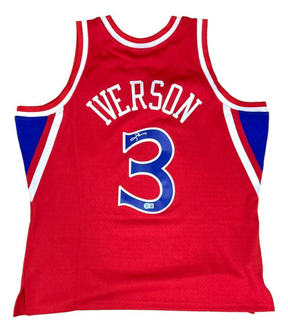 Allen Iverson Signed Philadelphia 76ers 96/97 Red M&N HWC Swingman Jersey BAS