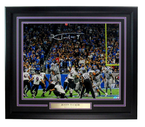 Justin Tucker Signed/Auto 16x20 Photo Baltimore Ravens Framed Beckett 191939