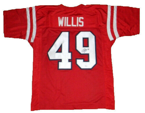 PATRICK WILLIS AUTOGRAPHED SIGNED MISSISSIPPI OLE MISS REBELS #49 RED JERSEY JSA