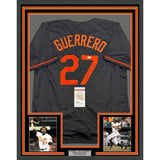 Framed Autographed/Signed Vladimir Guerrero 35x39 Baltimore Black Jersey JSA COA