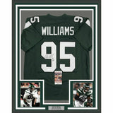 FRAMED Autographed/Signed QUINNEN WILLIAMS 33x42 New York Green Jersey JSA COA