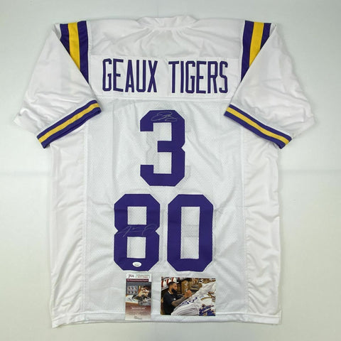 Autographed/Signed ODELL BECKHAM JR. & JARVIS LANDRY LSU White Jersey JSA COA