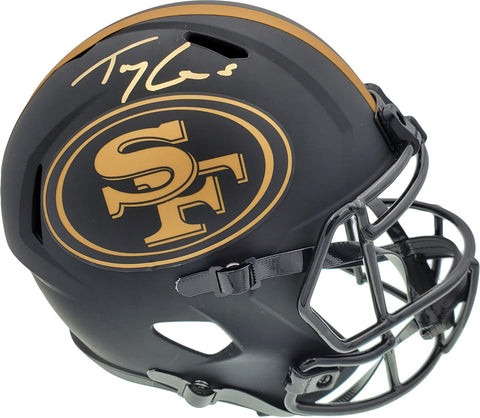 TREY LANCE AUTOGRAPHED 49ERS ECLIPSE BLACK FULL SIZE SPEED HELMET BECKETT 194742