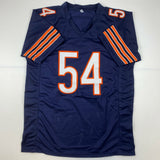 Autographed/Signed Brian Urlacher HOF 18 Chicago Blue Jersey Beckett BAS COA