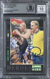 Celtics Larry Bird Signed 1992 Upper Deck Heroes #26 Card Auto 10! BAS Slabbed