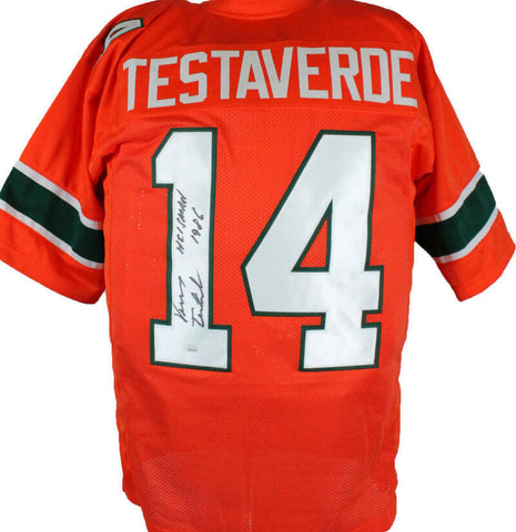 Vinny Testaverde Autographed Orange College Style Jersey w/Heisman-JSA W *Black