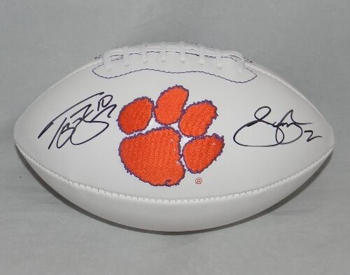 SAMMY WATKINS TAJH BOYD SIGNED AUTOGRAPHED CLEMSON TIGERS LOGO FOOTBALL JSA