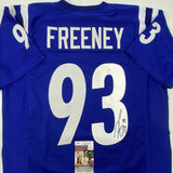 Autographed/Signed DWIGHT FREENEY Indianapolis Blue Football Jersey JSA COA Auto