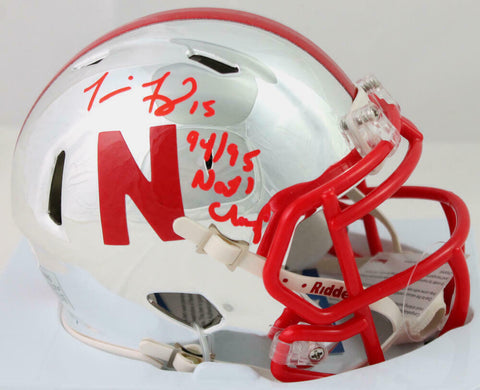 Tommie Frazier Sugned Nebraska Chrome Mini Helmet w/ Insc- Beckett W Auth *Red