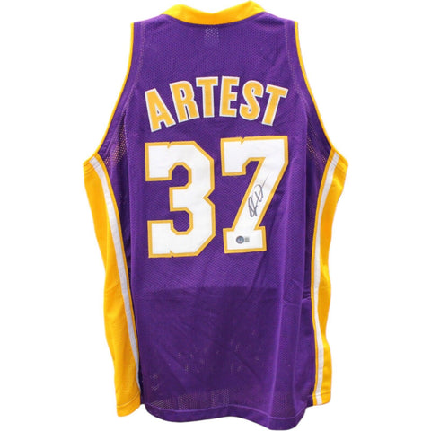 Ron Artest Autographed/Signed Purple Pro Style Jersey Beckett 45974