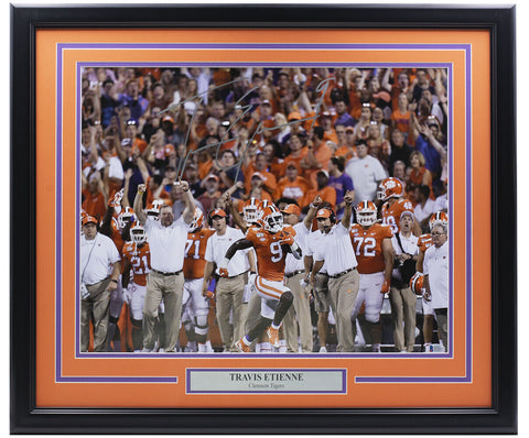 Travis Etienne Signed Framed 16x20 Clemson Tigers Football Photo BAS