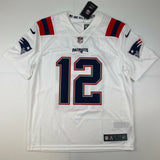 Autographed/Signed Tom Brady Patriots White Authentic Nike Jersey Fanatics COA