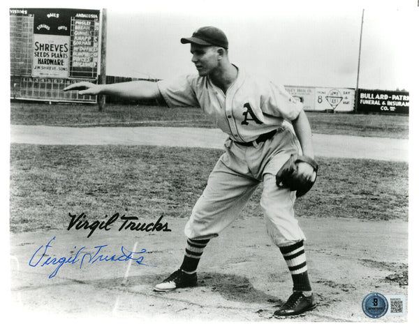 Virgil Trucks Autographed Kansas City Athletics 8x10 Photo Beckett 45135