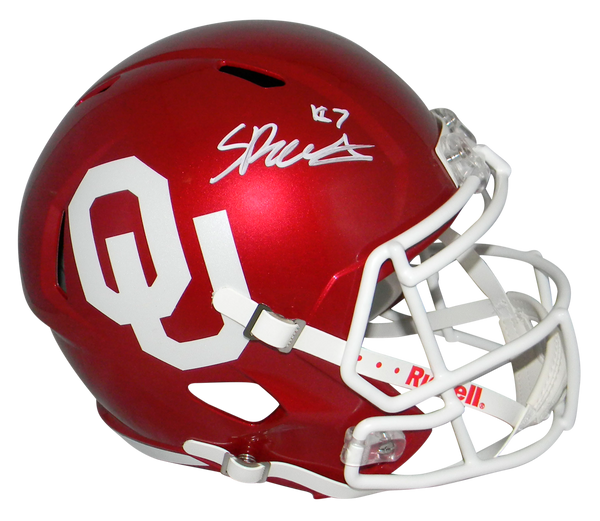 SPENCER RATTLER AUTOGRAPHED OKLAHOMA SOONERS FULL SIZE SPEED HELMET BECKETT