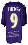 Justin Tucker Signed Purple Custom Field Goal Record Football Jersey JSA