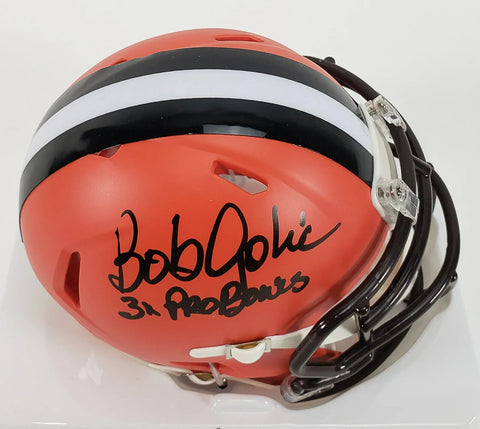 Bob Golic "3x Pro Bowls" Signed Cleveland Browns Speed Mini Helmet (JSA COA)