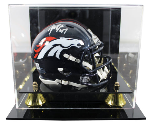 Broncos John Lynch Signed 1997-23 TB Speed Mini Helmet W/ Case BAS Witnessed