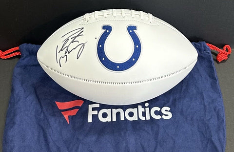 Peyton Manning Signed Super Bowl Colts White Panel Football Auto Fanatics HOF