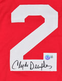 Clyde Drexler Autographed Red Pro Style Jersey - Beckett W Hologram *Black