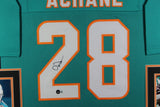 DE'VON ACHANE (Dolphins teal SKYLINE) Signed Autographed Framed Jersey Beckett