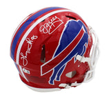 Jim Kelly, Andre Reed, Thurman Thomas Signed Bills Speed Auth Throwback Helmet