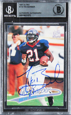 Giants Tiki Barber Authentic Signed 1995 Ultra #175 Card BAS Slabbed