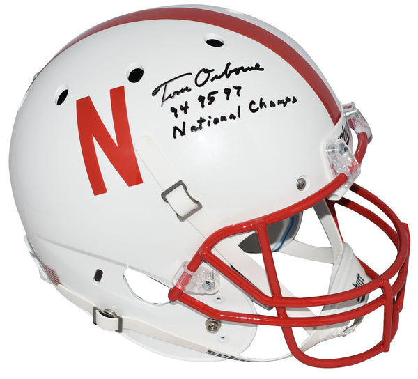 TOM OSBORNE SIGNED NEBRASKA CORNHUSKERS FULL SIZE HELMET W/ 94 95 97 CHAMPS