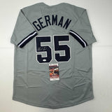 Autographed/Signed Domingo German New York Grey Baseball Jersey JSA COA