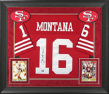 49ers Joe Montana Authentic Signed Red Mitchell & Ness Framed Jersey Fanatics