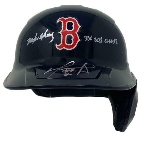 DAVID ORTIZ Autographed "HOF 22, 3x WS Champs" Batting Helmet FANATICS LE 34/34