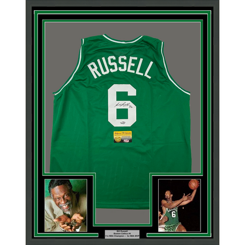 Framed Autographed/Signed Bill Russell 33x42 Jersey Hollywood Collectibles COA