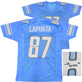 DETROIT LIONS SAM LAPORTA AUTOGRAPHED BLUE JERSEY BECKETT BAS WITNESS 225898