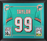 Jason Taylor Authentic Signed Teal Pro Style Framed Jersey Autographed JSA Wit