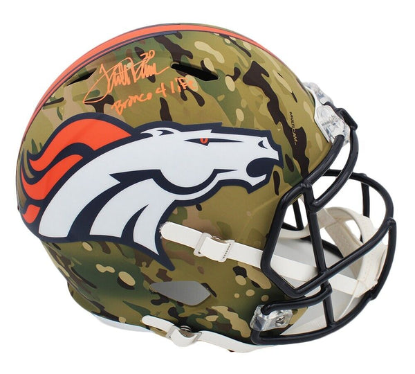 Terrell Davis Signed Denver Broncos Speed Full Size Camo Helmet w/ Bronco 4 Life