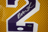 Magic Johnson Signed Los Angeles Lakers Custom Jersey Shadow Box Frame JSA COA