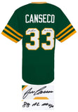 Jose Canseco Signed Green T/B Custom Baseball Jersey w/88 AL MVP -(SCHWARTZ COA)