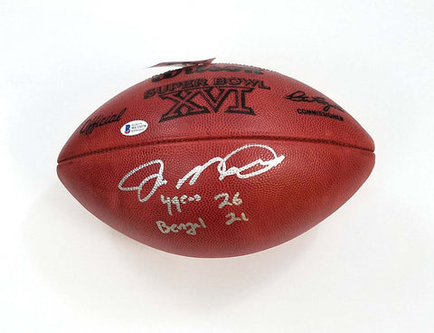 Joe Montana Signed 49ers Super Bowl XVI Football W/ 49ers 26 Bengals 21 Beckett